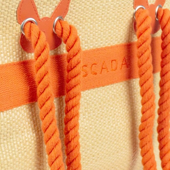 Escada Vintage Orange Raffia Tote 80s - Picture 2 of 10